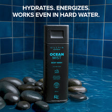 Load image into Gallery viewer, Villain Ocean Mist Body Wash 250 ml, Infused with Hard Water Softener Aquatic fresh Shower Gel for Men; Aloe Vera, Neem, and Vitamin E, Hydrating and Energizing Skin Friendly Paraben Free, Vegan Body Cleanser
