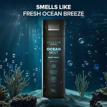 Load image into Gallery viewer, Villain Ocean Mist Body Wash 250 ml, Infused with Hard Water Softener Aquatic fresh Shower Gel for Men; Aloe Vera, Neem, and Vitamin E, Hydrating and Energizing Skin Friendly Paraben Free, Vegan Body Cleanser
