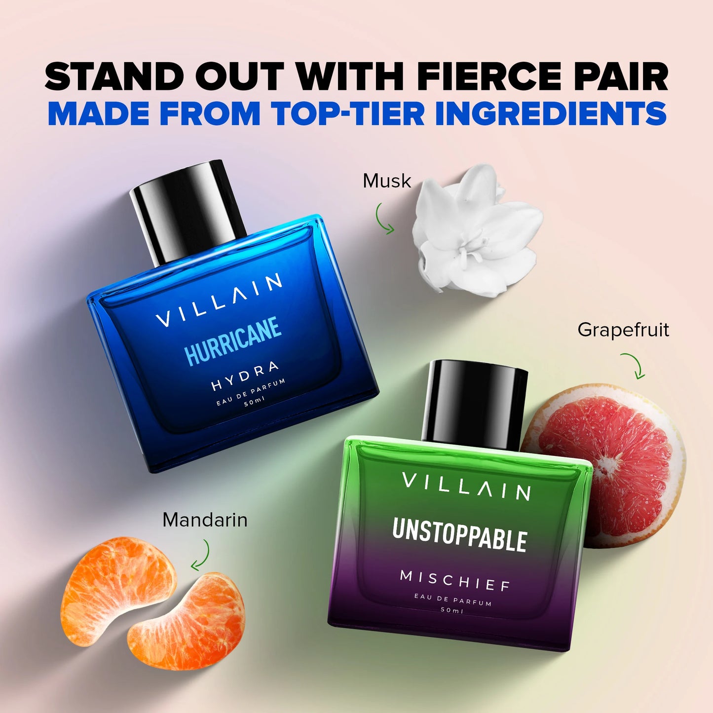 Villain Hurricane Hydra and Unstoppable Mischief EDP Combo — 2 x 50ml