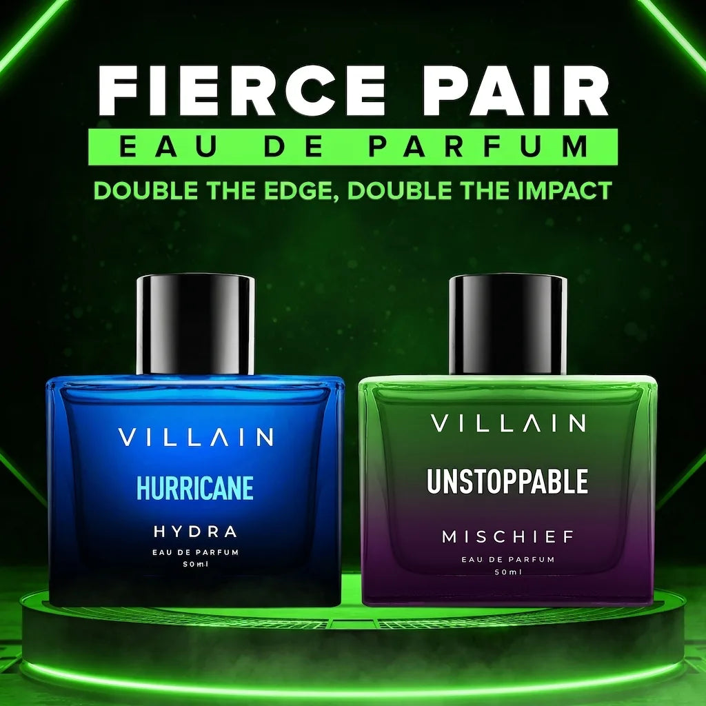 Villain Hurricane Hydra and Unstoppable Mischief EDP Combo — 2 x 50ml