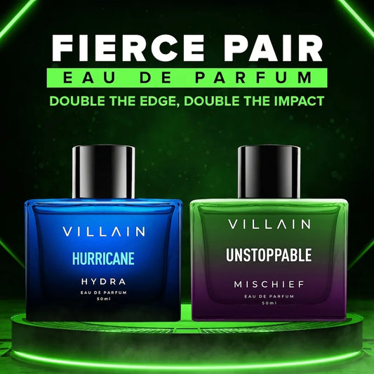 Villain Hurricane Hydra and Unstoppable Mischief EDP Combo — 2 x 50ml
