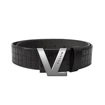 VILLAIN Black Leather Belt
