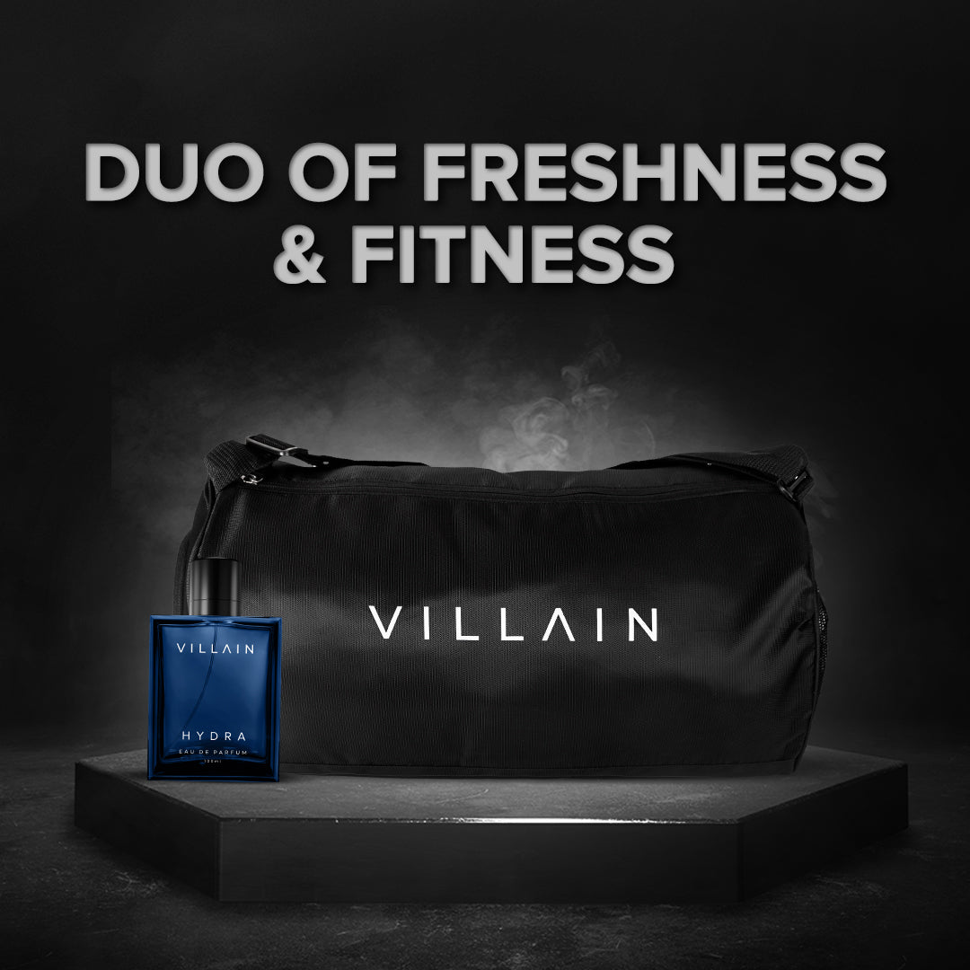 Villain Active Gym Bag | Solid Black Color | Double Straps For Double Mobility | Ultra-Compact Gym Bag | One Separate Compartment